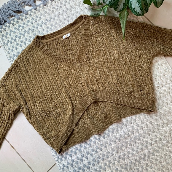 🍁🌾 Harvest Gold Cropped Chenille Sweater - Picture 7 of 15